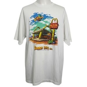 Vintage Hanes T-Shirt The Flintstones McDonald's Roc Donald's 1994 White XL
